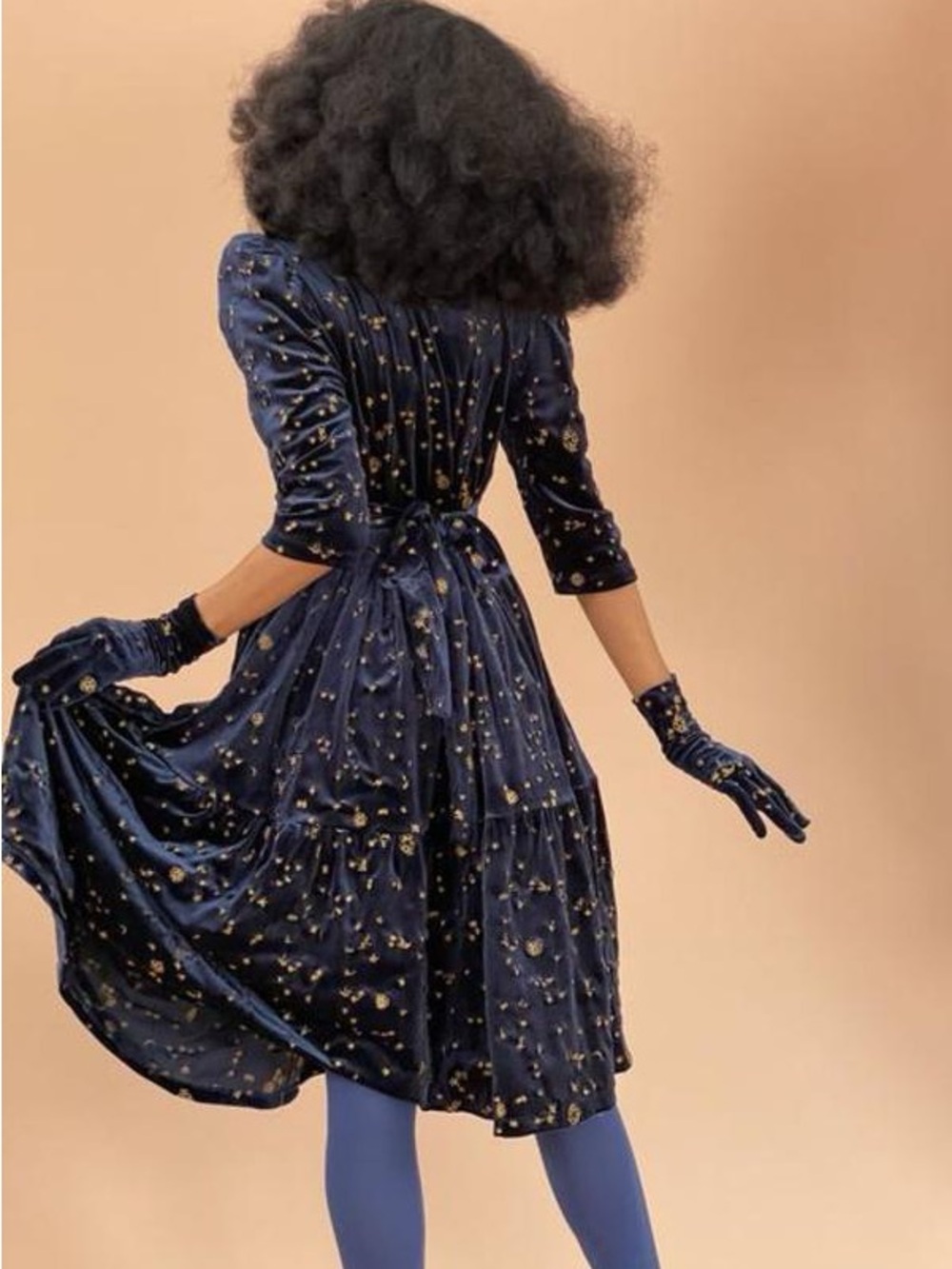 Samantha Pleet Midnight Velvet celestial embroidered Midi Dress - Picture 3 of 6